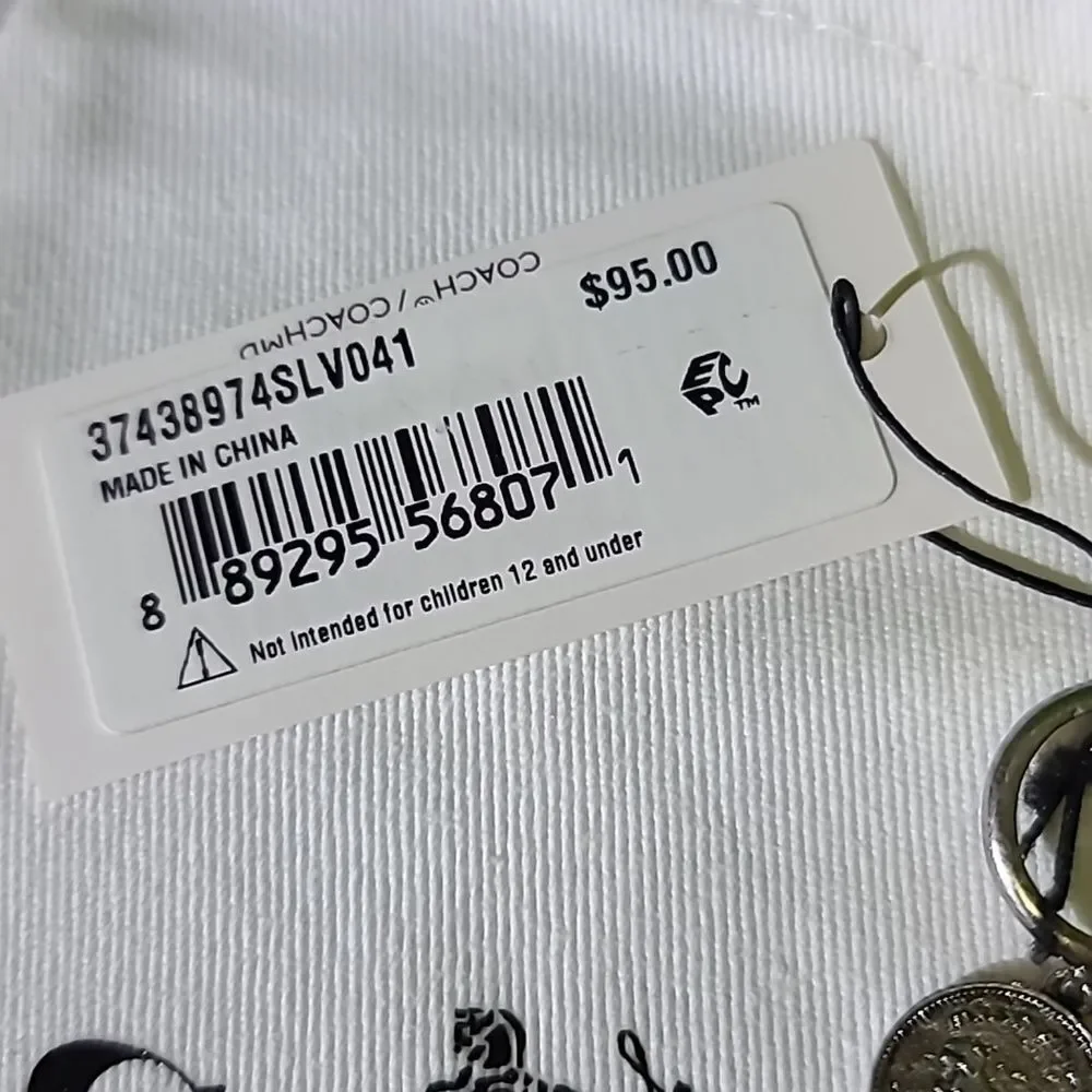COACH Sterling Silver Signature Rexy Charm Huggie Earring NWT - Picture 7 of 8